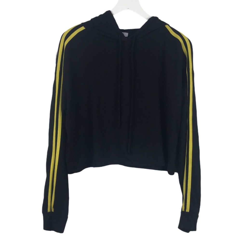 Cali Baby Black Yellow Stripe Cropped Zip Up Sweater Jacket